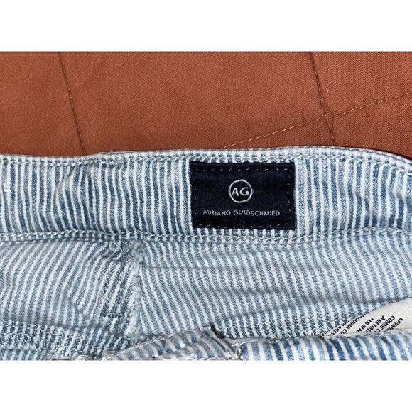 AG Adriano Goldschmied Blue/White Striped Straight Leg Jeans Women's Size 26R - Picture 5 of 10